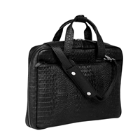 Sac à main en cuir véritable imprimé croco noir, fait main, de haute qualité, léger, portable, unisexe, sac de luxe décontracté, mallette, porte-documents