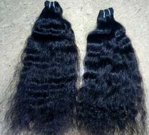 ผมต่อคุณภาพสูงจากวัดอินเดียใต้ ผมแท้แบบธรรมชาติ ลอนหยิก ความยาว 4 นิ้ว แบบยืด  ทอแบบเครื่องจักรสองชั้น - Product Image 3