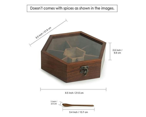 Traditional Wooden Eco-Friendly Masala Box Handcrafted Finish Dishwasher-Safe Perfect for Adding <b>Vintage</b> Charm Modern <b>Kitchens</b> - Product Image 4