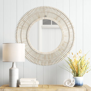 Handmade Round <b>Bamboo</b> Wood Starburst Wall <b>Mirror</b> Unique Organic Design for Home Decor - Product Image 1