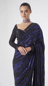 NEW DESIGNER TRADITIONAL WEAR COLLECTION DOUBLE SEQUANCE WORK SAREE on GEORGETTE WITH HEAVY WORK BLOUSE INDIAN ETHNIC OUTFIT - Product Image 2