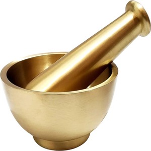 Ensemble de pilon de mortier Imam Dasta en laiton pur Ohkli Musal Kharal pour ustensiles de cuisine 4 pouces utilisation de table pour les espèces de fruits et légumes - Product Image 1
