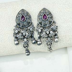 Tridha Gold-Plated Tribal Statement Filigree Work and <b>Ruby</b> <b>Necklace</b> with Earrings for Parties and Bridal or Fine Jewelry Sets - Product Image 6