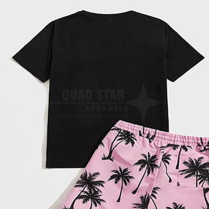 บริการ OEM ชุดเสื้อยืดและกางเกงขาสั้นสำหรับฤดูร้อนสำหรับผู้ชาย ผลิตจากผ้าฝ้าย ขายส่งชุดเสื้อยืดและกางเกงขาสั้นสำหรับผู้ชาย - Product Image 3
