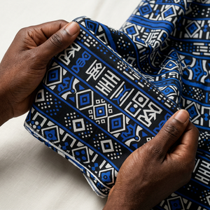 Vestido Blusa Pagne Maliano para Mujer, con Falda Vibrante de Estampado de Cera y Top a Medida, Bordado con Tinte Natural, de Algodón y Lino Transpirable - Product Image 2