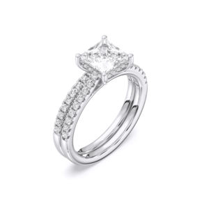 Anillo de compromiso de oro macizo de 2,50 quilates de 2,00 quilates con banda a juego de diamantes de moissanita de corte redondo y princesa de quilates - Product Image 5