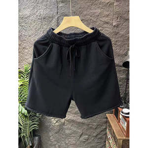 Pantalones cortos desgastados lavados, pantalones cortos deportivos de cintura elástica con cordón informal de nuevo estilo de verano 2025 con bolsillos - Product Image 5