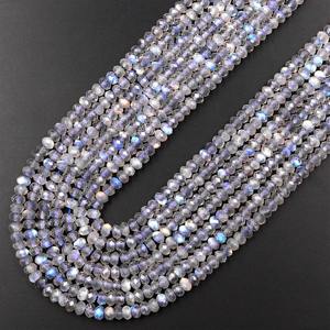 Cuentas Redondas de Labradorita Microfacetada AA de 4 mm, Destellos Azules Brillantes de Arcoíris, Corte Diamante, Hilo de 8.5 Pulgadas - Product Image 4