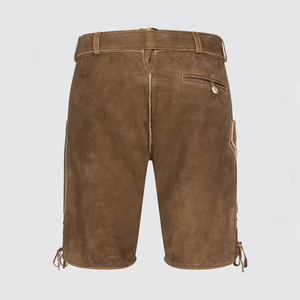OEM/ODM <b>Men's</b> Bavarian Lederhosen 100% <b>Leather</b> Pants with Button Fly Closure Custom German Traditional Lederhosen Knee <b>Shorts</b> - Product Image 6