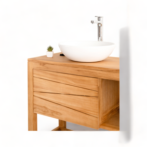 Tocador de doble fregadero de baño de teca moderno de 160 cm en diseño personalizado tocador de piso elegante para hoteles y muebles para el hogar - Product Image 4