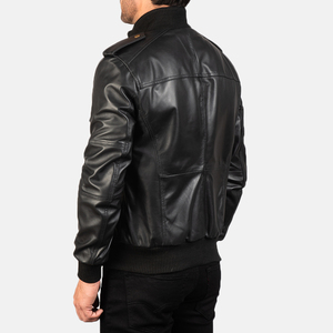 Genuine Leather Winter Jacket with Stand Collar Waterproof Eco-Friendly Quick Dry Front Logo-Stylish Outerwear for <b>Men</b> - Product Image 2
