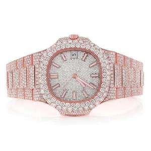 Montre mécanique personnalisée en moissanite avec cadran en verre de 6 mm d'épaisseur, bracelet en acier inoxydable - Style de charme professionnel, mode, revente limitée - Product Image 3