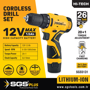SGSPlus <b>12V</b> Cordless Drill Set / <b>Lithium</b> Ion <b>Battery</b> - Product Image 2