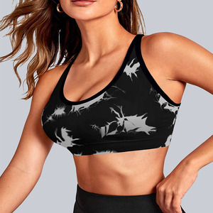 Soutien-gorge de sport une pièce tie-dye, sans couture, doux, avec bretelles réglables pour une course confortable - Product Image 1