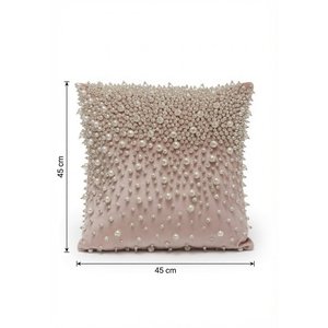 Cojín con Cuentas de Perlas Rosa Pálido con Diseño en Cascada |   Elegante Cojín Decorativo Cuadrado para Sofá de Lujo y Decoración de Dormitorio - Product Image 2