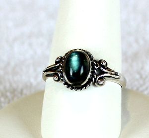 Vente en gros Bagues tendance en argent 925 pour femmes Personnalisables OEM Labradite Gemstone Band Set Offre Spéciale pour les fêtes - Product Image 4