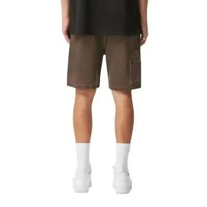 Pantalones cortos vaqueros holgados para hombre al por mayor logotipo personalizado apliques desgastantes bordado costura sólido liso teñido pantalones cortos vaqueros lavados - Product Image 5