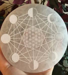 Wholesale Round Selenite Coasters Natural Gemstone <b>Charging</b> <b>Plate</b> with Hand Carved Meditation for Home Decoration - Product Image 6