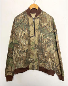 Veste bomber camouflage en écorce d'arbre vintage pour homme, motif forêt réaliste, fermeture éclair intégrale, légère, tactique, utilitaire, veste de baseball d'extérieur - Product Image 1