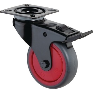Swivel Caster Brake 75mm <b>Wheel</b> Diameter 60kg Load Capacity Total <b>Lock</b> Mounting Plate Grey Rubber BS Casters - Product Image 1