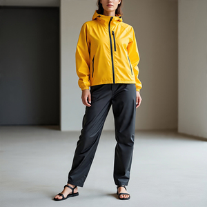 Chaqueta corta cortavientos, pantalones de lluvia, traje para mujer, capucha con chaquetas de bolsillo, pantalón impermeable para mujer, cortavientos de dos piezas para mujer - Product Image 3