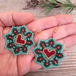 Boho <b>Turquoise</b> Design <b>Bead</b> Earrings with Cascading Fringe Unique Jewelry Gift for Women - Product Image 5