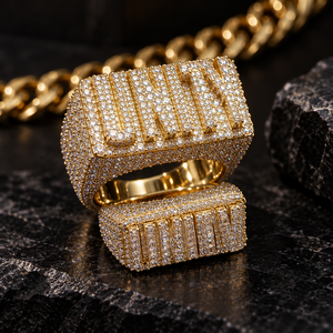 Anillo Geométrico con Incrustaciones de Moissanita VVS, Pasa Prueba de Diamantes, Plata 925, Corte Baguette, Banda Ancha, Estilo Hip Hop, Joyería Fina para Hombre - Product Image 1