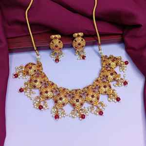 Indian Wholesaler Antique Gold Plated Floral Choker Necklace Faux <b>Pearl</b> <b>Drop</b> Dangling <b>Earrings</b> Kundan Jewelry Set for Women - Product Image 2