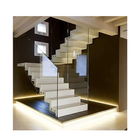 Escalier flottant droit à poutre unique CBMmart avec marches en bois massif, escalier en verre en spirale, escalier intérieur