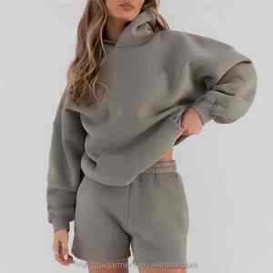 Pull à manches longues décontracté pour femme 100% coton, élégant, à capuche avec poche avant, tissé, nouveaux hauts à la mode pour femmes, OEM - Product Image 4