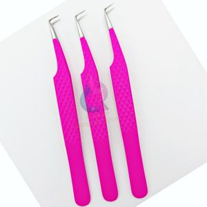 Pinzas de pestañas delgadas de 90 grados de acero inoxidable sostenibles japonesas profesionales, pinzas de pestañas probadas a mano de Color rosa - Product Image 6