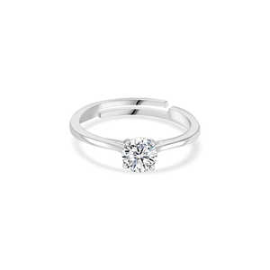 แหวนเพชรเม็ดเดี่ยว AAA 1กะรัตสำหรับผู้หญิงเครื่องประดับเงินปรับได้ - Product Image 3