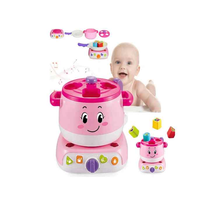 Sıla BABY 8 Piece Cute Kitchen Set With Battery, Light and Sound - Pink