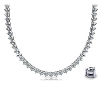 Collier tennis en or 18 carats à trois griffes avec diamant de laboratoire rond, personnalisable, design classique, fabricant OEM, vente en gros et au détail