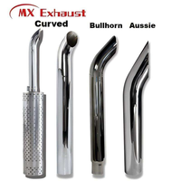Tuyau d'échappement universel en acier inoxydable 304 chromé, embout de 8 pouces, type corne de taureau, courbé, robuste, pour camion