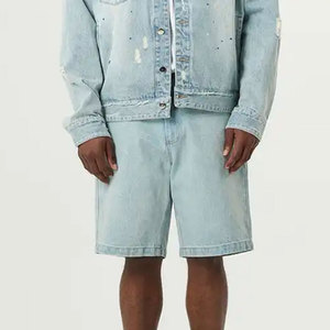 Pantalones Vaqueros Cortos de Mezclilla 100% Algodón, Holgados, con Cierre, Personalizados con Logotipo, al por Mayor para Hombre - Product Image 1