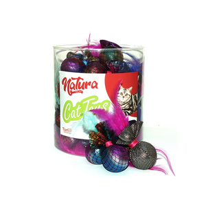 Natura ลูกบอล PTC-071 36ชิ้นของเล่นแมวลูกบอลเงาวัสดุผ้ากำมะหยี่คุณภาพทำด้วยมือสำหรับแมวและสุนัขของเล่นรับสารภาพสัตว์เลี้ยง