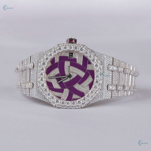 Luxury Moissanite Iced Out <b>Watch</b> <b>For</b> <b>Men</b> Purple Classic Design Dial <b>Watch</b> Hip Hop Bling Wrist <b>Watch</b> Custom Timepiece - Product Image 1