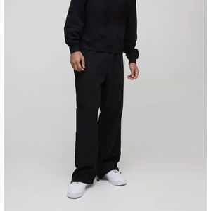 High Quality 100% Cotton Black <b>Joggers</b> Training Set for Men Custom Blank <b>Baggy</b> Tracksuit Hooded Collar Solid Plain Tracksuits - Product Image 2