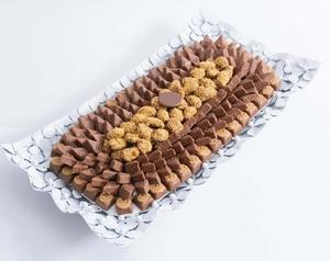 Bandeja decorativa de mesa clásica para Chocolate, bandeja de Chocolate de Metal blanco y negro de gran calidad, exhibición de postres para bandeja de Catering de Hotel - Product Image 6