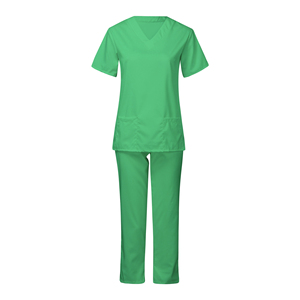 Conjuntos de uniformes médicos de manga corta para clínica dental y hospital femenino, tela de elastano con detección de agujas y fusión sin costuras - Product Image 1