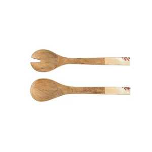 Ensemble de serveurs à salade en bois de noyer, outils de cuisine pour hôtel et restaurant, cuillères en bois massif, ensemble de cuillères à mélanger, cuillère de service en bois - Product Image 2