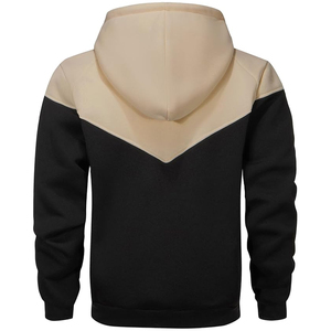 Tissu léger écologique Design unique pour hommes Color Block manches longues avec poche couleur unie pull à capuche à capuche - Product Image 3