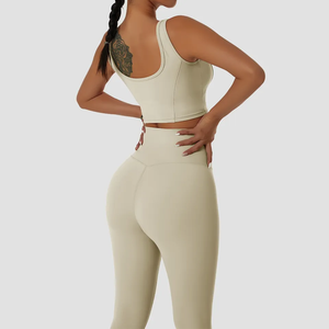 เลกกิ้งโยคะความยาวเต็มตัวแบบพรีเมี่ยมสไตล์การบีบอัดเอวสูงพร้อมเนื้อผ้าระบายอากาศได้สวมใส่สบายดีไซน์ลายพื้น - Product Image 1