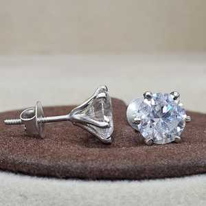 Boucles d'oreilles minimalistes en argent sterling 925 avec pierre précieuse moissanite de couleur VVSD originale, bijoux pour femmes, fabrication artisanale - Product Image 3