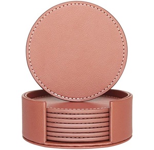 Posavasos redondo de cuero creativo para el hogar de Bar al por mayor con posavasos de tamaño personalizado precio barato y venta - Product Image 2