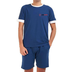 Ensemble T-shirt et short décontracté pour homme en coton respirant, style simple et unique, avec cordon de serrage, vente en gros - Product Image 1