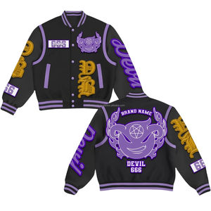 Veste universitaire en toile de laine de haute qualité, style Letterman, coupe-vent d'hiver, doublure patchwork, teinte unie - Product Image 1