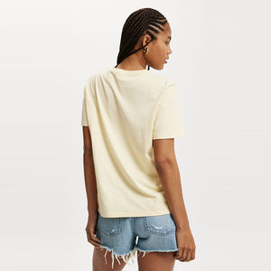 Personalizado liso al por mayor de palangre de moda de verano cuello redondo manga corta Regular Fit ligero 180 Gsm mujeres camisetas - Product Image 4