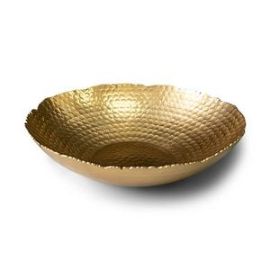 Bol en métal martelé en fer durable fait à la main en Inde, finition dorée, grand, élégant, plateau de service créatif pour la maison, le bureau, écologique - Product Image 5